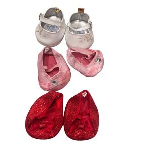 Build‎ A Bear Shoes Lot of 3 Ballet Sparkle Red Pink White Preloved Older